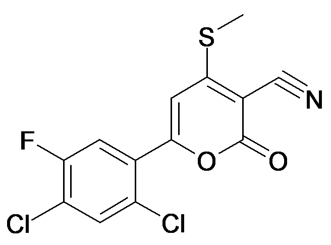 6-(2,4-Dichloro-5-fluoro-phenyl)-4-methylsulfanyl-2-oxo-2H-pyran-3-carbonitrile